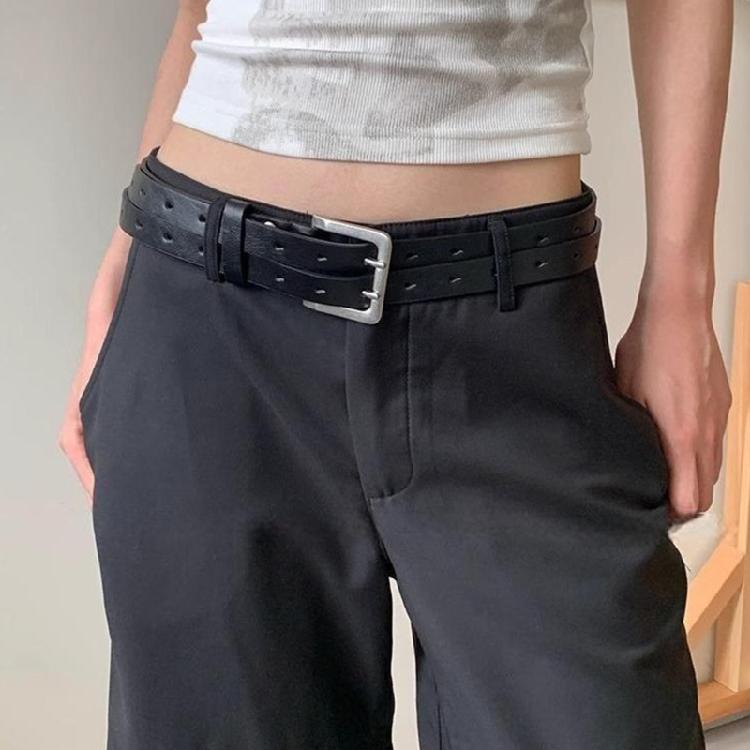 Men Women Unisex Double Row Waist Belt for Pants Jeans Leisure Street Wear Adjustable Waist Strap for Hiphop Dance Wear