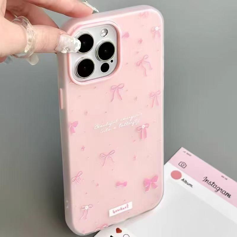 Luxury Bow Knot Phone Case for iPhone 16 15 14 13 12 Pro Max 11 14 Plus Casing Shockproof Bumper Fundas