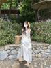 2025 Summer Ethnic Chinese Retro Hollow Camisole Dress Set - Sleeveless, High Waist, Two-Piece