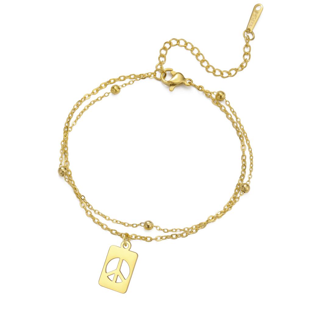 LIKGREAT Friedenszeichen Armband für Damen Herren Edelstahl Verstellbar Friedenssymbol Charm Armband Mode Hip Hop Schmuck Geschenk