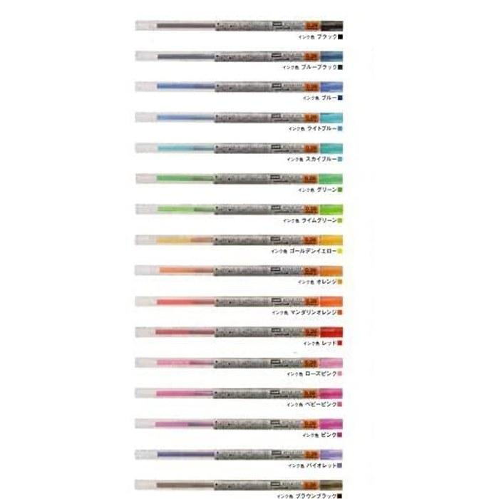 Mitsubishi Pencil Style Fit Gel Ink Ballpoint Pen Refills 0.38mm - 16 Colors
