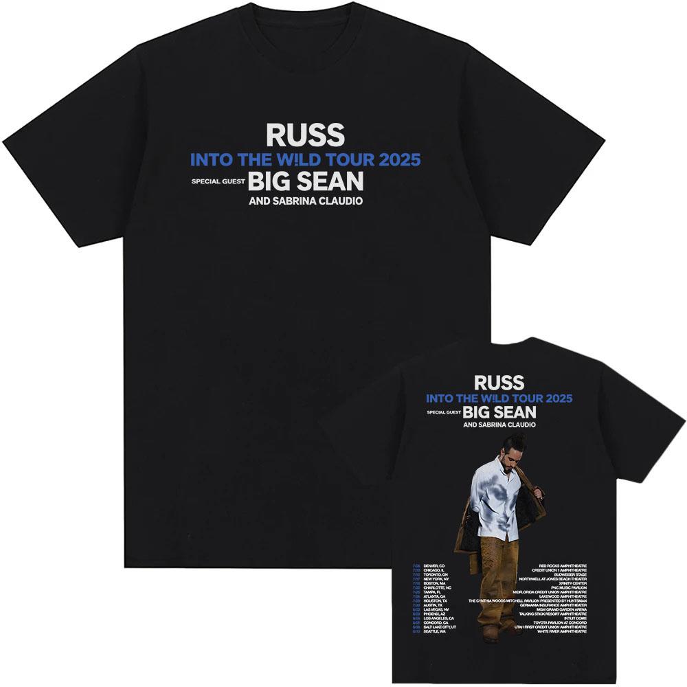 Russ in To The W!LD Tour 2025 T-shirt Summer Short Sleeve Male Tshirts Hip Hop Unisex Streetwear O-neck Rapper Printing T Shirt
