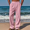 Men's Loose And Casual Sports Breathable Long Pants, Casual Cotton And Linen Pants