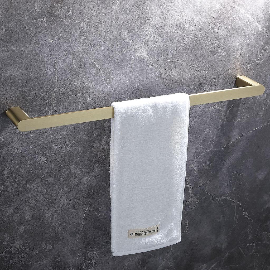 Brushed Gold Bathroom Towel Rack and Shelf Set