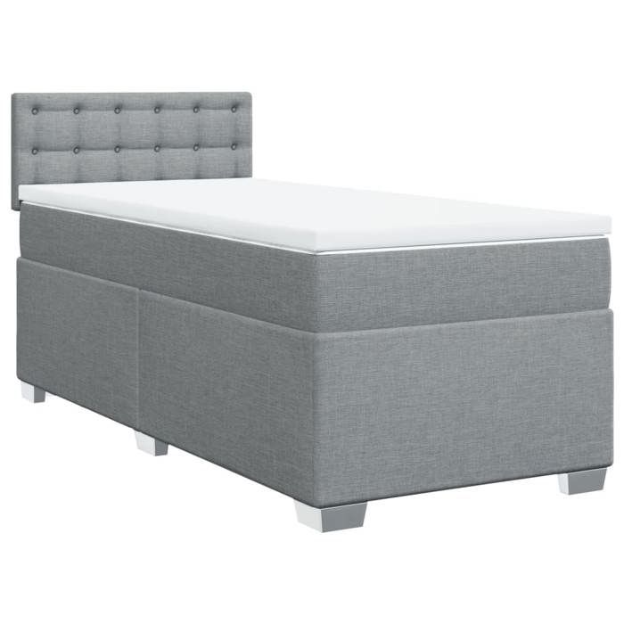 Maison Exclusive - Slatted Bed Base with Mattress Light Grey 90x200 Cm Fabric