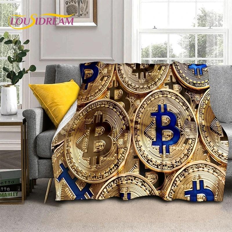 Bitcoin Virtuelle Währung NFT Weiche Flanelldecke für Betten Schlafzimmer Sofa Picknick, Überwurfdecke zum Zudecken Outdoor Freizeit Nickerchen Geschenk