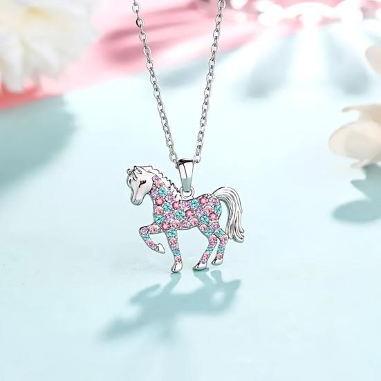 Rhinestone Horse Pendant Gems Cute Sparkling Horse Horse Necklace Necklace Colorful Faux Charm Necklace Gift