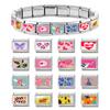 Y2K Pink Sunset Heart Butterfly Piano Star Flowers Italian Charm Links Fit 9mm Stainless Steel Women DIY Making Bracelet Jewelry