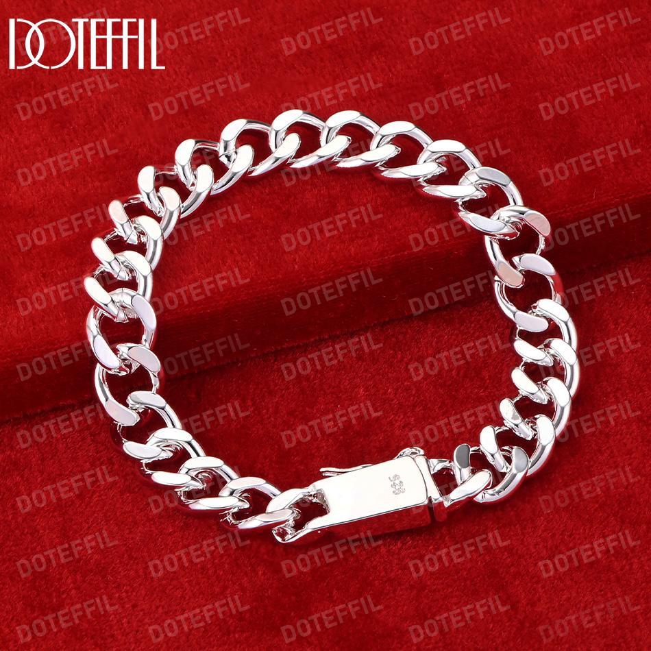 925 Sterling Silver 10mm Side Chain Bracelet Fashionable Wedding Jewelry
