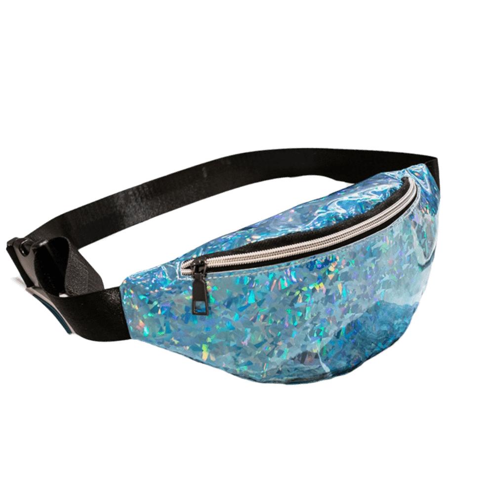 

Personalized Elegant Laser Fanny Pack Large Capacity Dazzling Colours Holographic Belt Bag Colorful Nylon Hip Bag Summer синий
