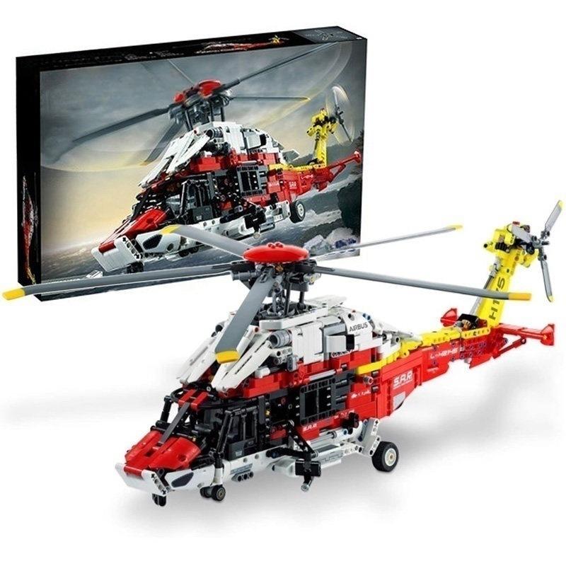 Airbus H175 Rescue Helicopter Model, Boys’ Small-Particle Building Block Toy, J2030