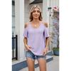 Women's Spring and Summer New Solid Colour V-neck Strapless Loose Short-sleeved Tops