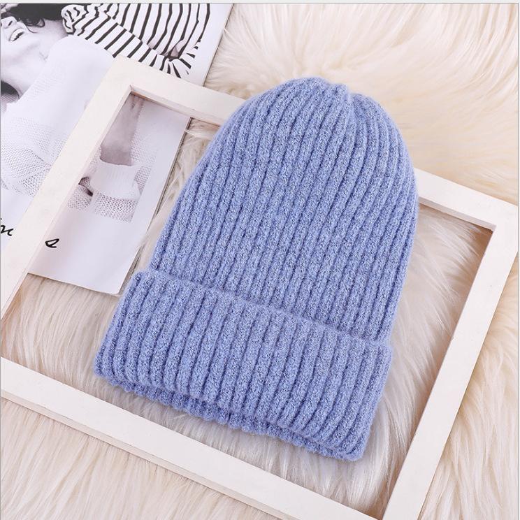 New Hat Women's Winter Korean Style New Candy Color Light Board Woolen Hat To Keep Warm and Ear Protecting Vertical Striped Knitted Hat Trendy
