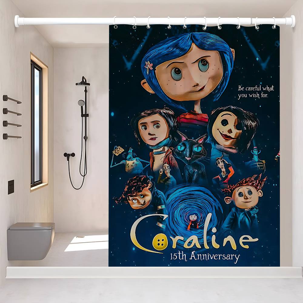 Anime Movie Coraline Shower Curtain - Water-Repellent And Leak-Resistant, Mold And Mildew Resistant For