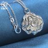 925 Sterling Silver Rose Flower Pendant Necklace Jewelry