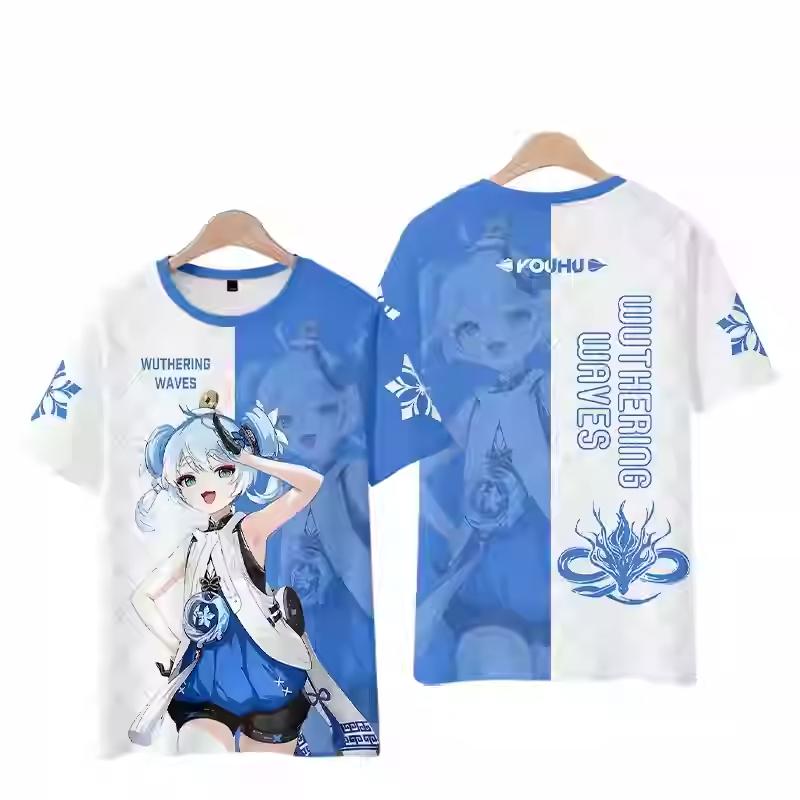 Tricouri Wuthering Waves Cartethyia Imprimate 3D Vară Bărbați Femei Mânecă Scurtă Gât Rotund Tricou Top Harajuku Y2k Anime Cosplay Costum