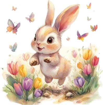 QT2329#15cm Easter Bunny & Tulips Car Sticker, Suitable for Laptop, Car, Truck, Van, SUV, Motorcycle, Bumper, Window