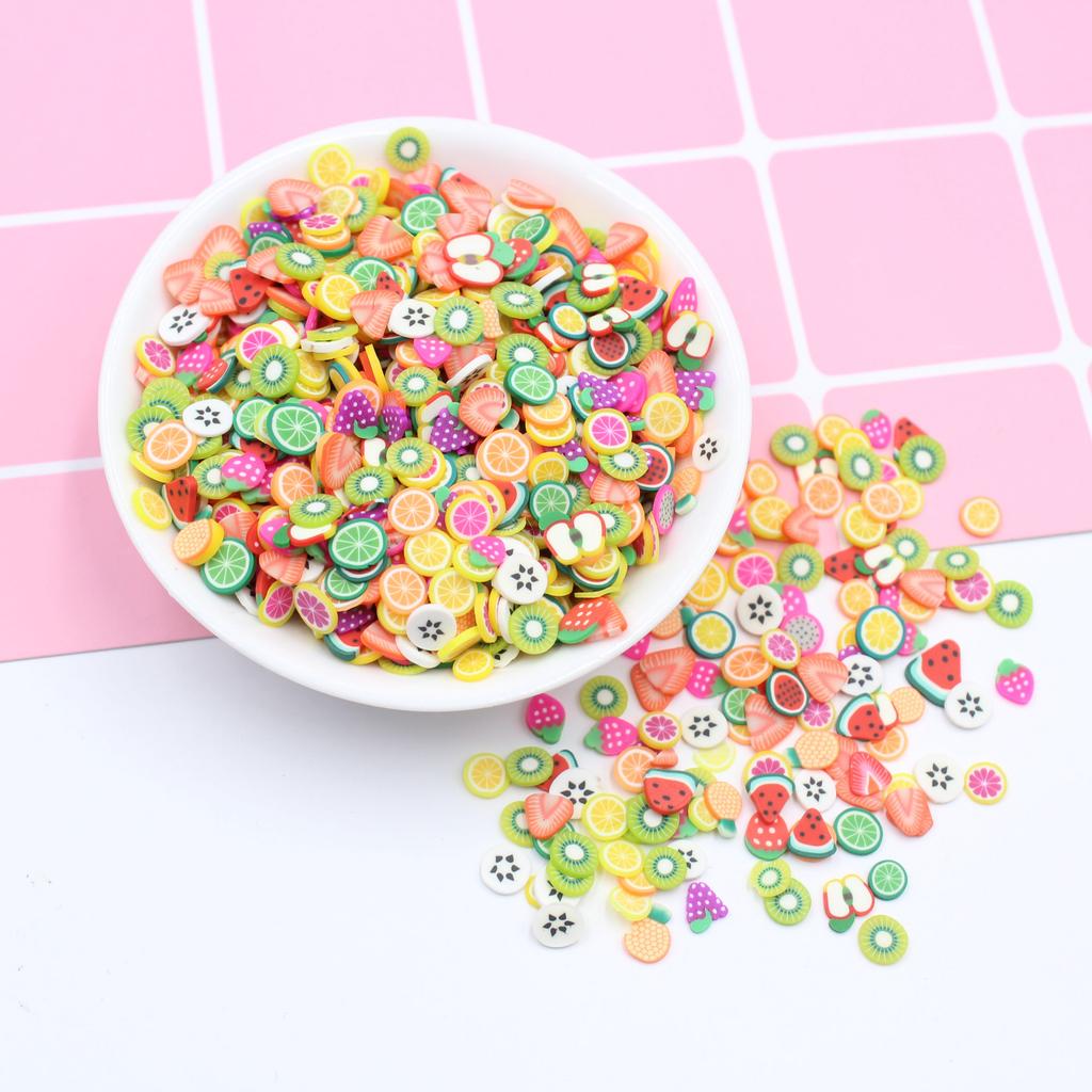 Hot Selling Miniature Polymer Clay Figurine Multi-Fruit Slices Sprinkles for Kids Craft and Slime