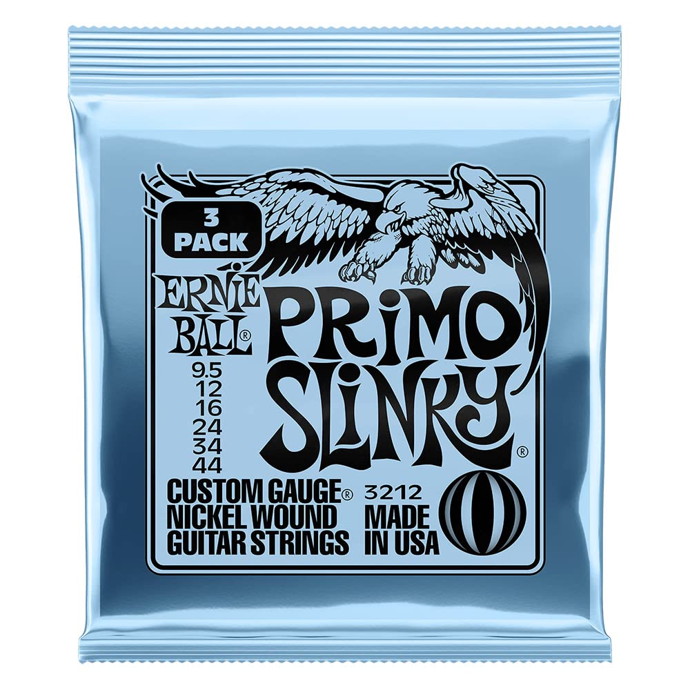 

Genuine Ernie Ball 3212 Electric Guitar Strings Primo Slinky (9.5-44) 3-Pack