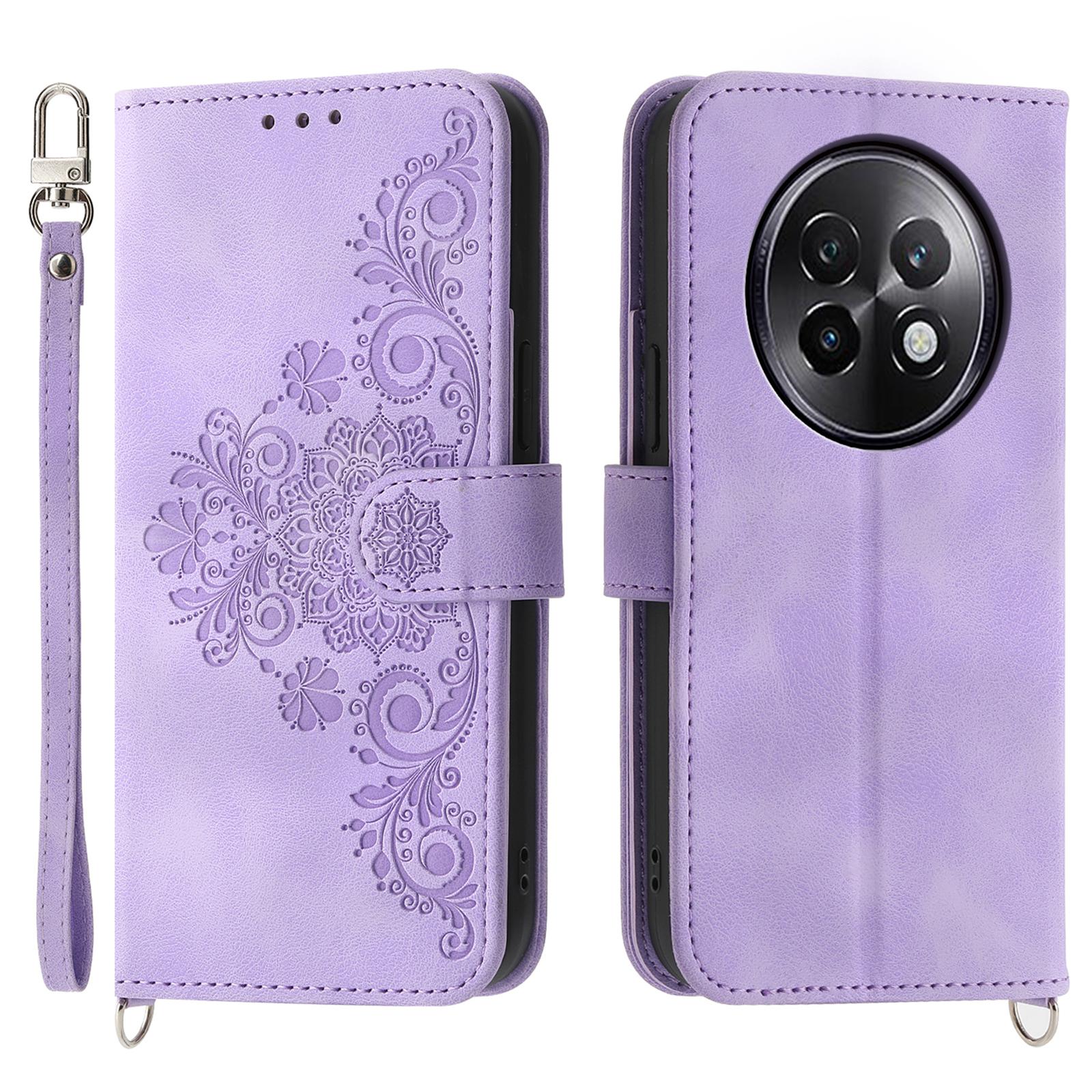 

Для Realme 13+ 5G/13 Pro 5G (Китай) Чохол Гаманець з PU шкіри з квітковим візерунком Чохол для телефону зі шнурком C