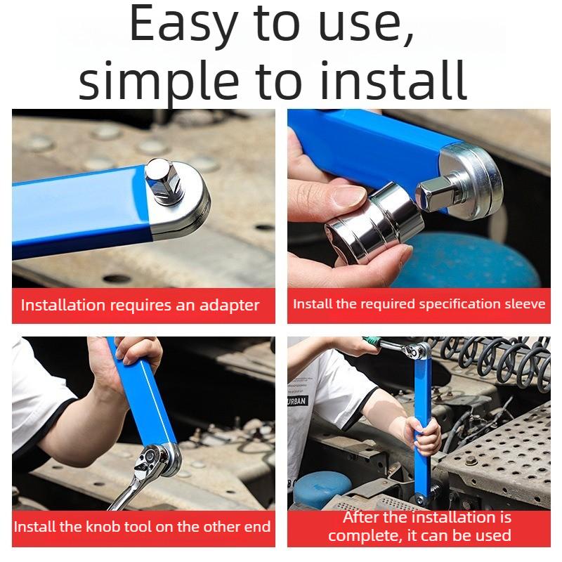 Compact Offset Extension Wrench 4 Adapter Dual Purpose Impact Socket Ratchet Automotive Hand Tool for Mechanic Use