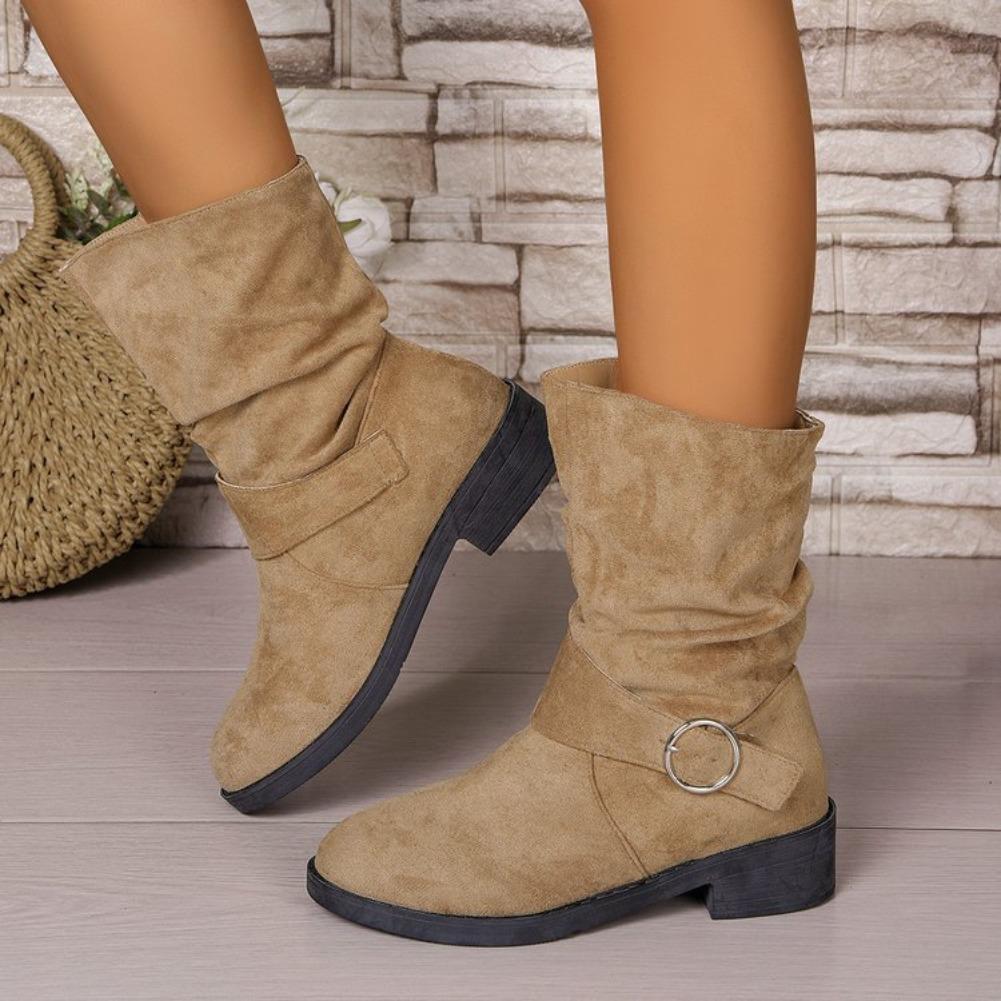 Fashion Womens Autumn New Imitation Suede Waterproof Short Boots 2025 Daily Home Office Shopping Shallow Mouth Comfortable Women's Boots