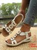 Sandali da Donna Estivi con Zeppa e Bocca di Pesce Fibbia Metallica Elastici Slip-On Scarpe alla Moda da Donna Taglie Forti