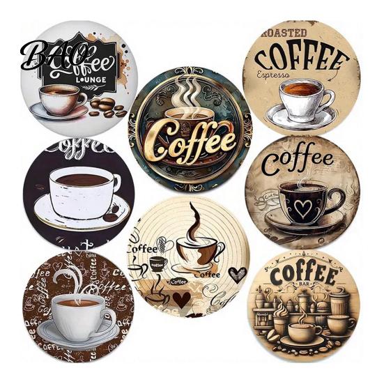 Furniture Protection Coaster 8PCS Coasters, Colorful Wood with Non-Slip Heat Insulation Multi-color Pack Waterproof Drink Holder, for Home Office
