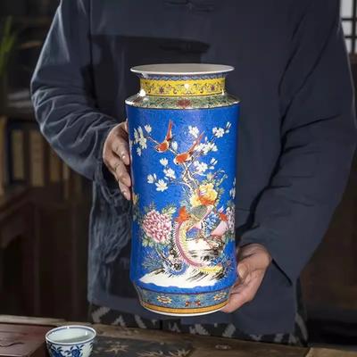 New Chinese Jingdezhen Ceramic Vase Arrowhead Home Living Room Study Decoration Flower Arrangement