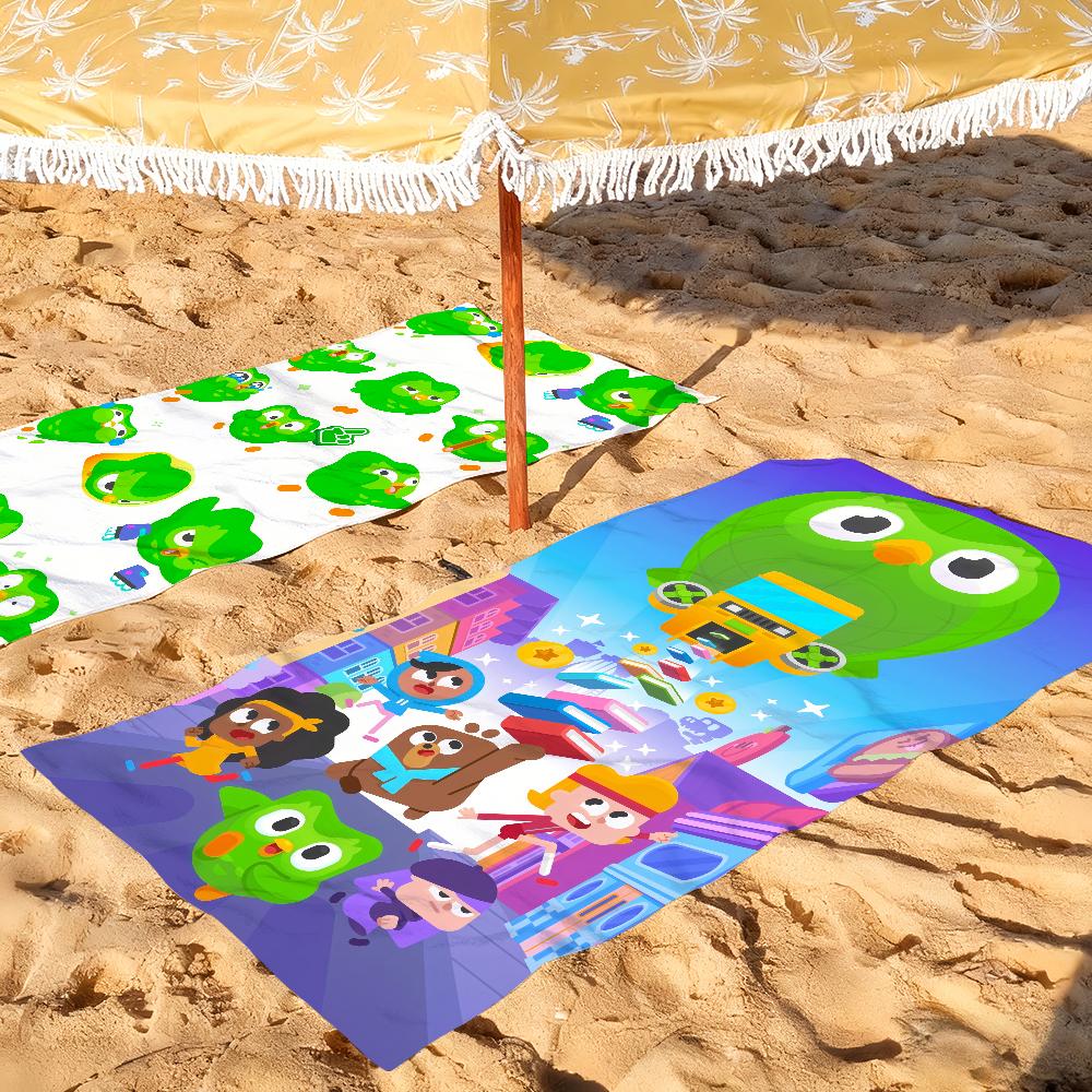 Asciugamano D-Duolingo-Study Cartone Animato Carino Morbido Regalo Piscina Per Viaggio Palestra Doccia Campeggio Asciugatura Rapida Sportivo Grandi Asciugamani da Spiaggia
