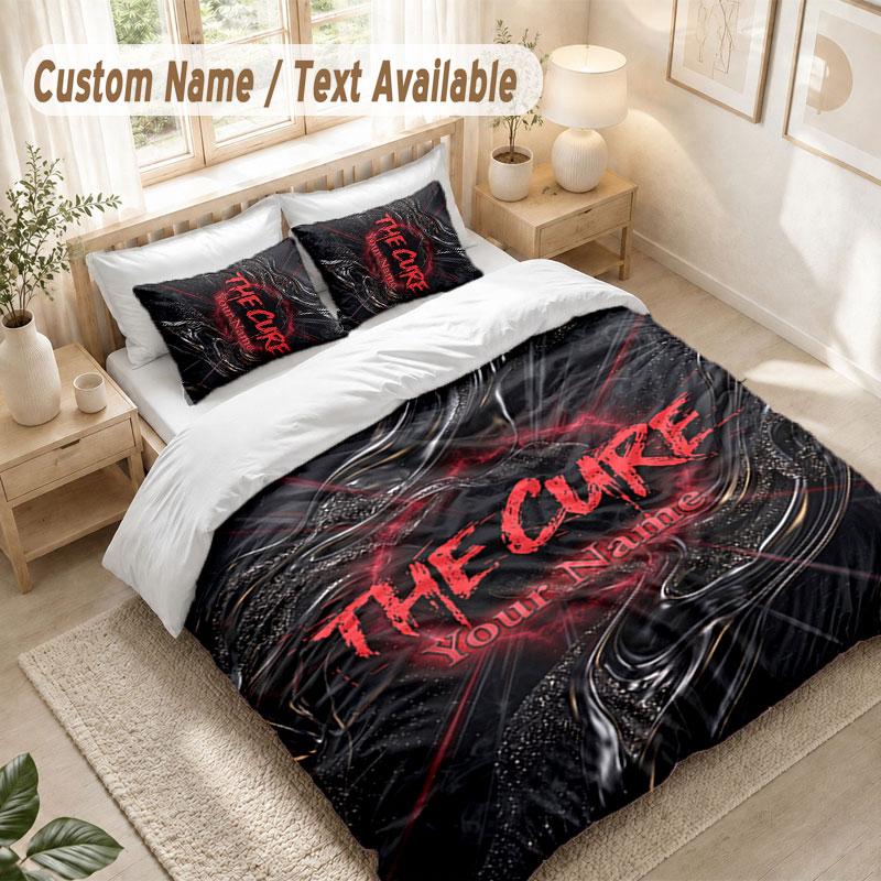 Custom Name Bedding Set 3 PiecesThe Cure Print Duvet Cover + 2 Pillowcases Soft Bed Decor