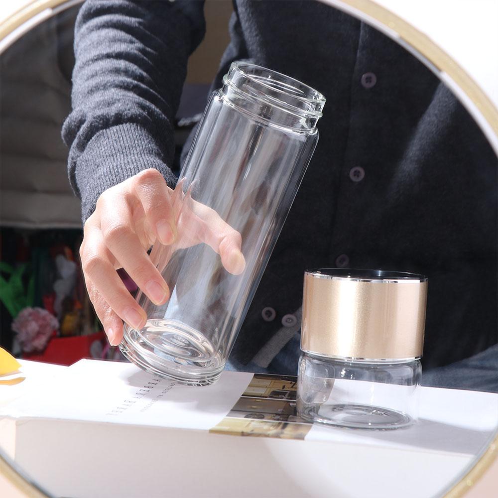 304 Stainless Steel Tea Water Separation Bottle Borosilicate Glass Handhold Portable Bottle  Men