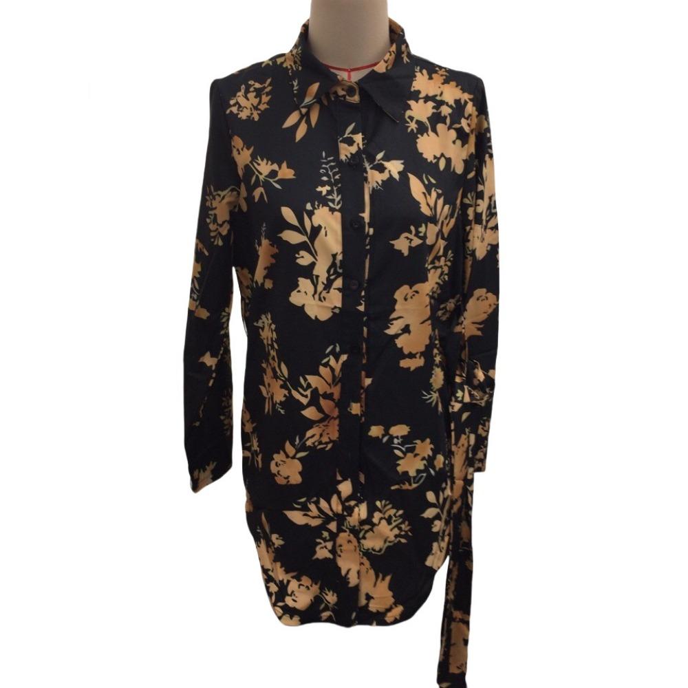 Elegantní dámská košile s dlouhým rukávem a květinovým potiskem na podzim a zimu