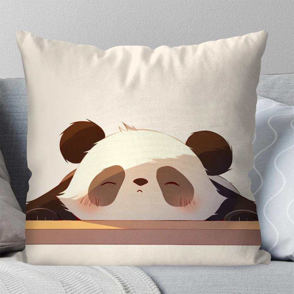 Animated Panda Pillow Case Square Pillow Bedroom Sofa Leisure Comfort Cushion Car Living Room Home Decoration 40X40