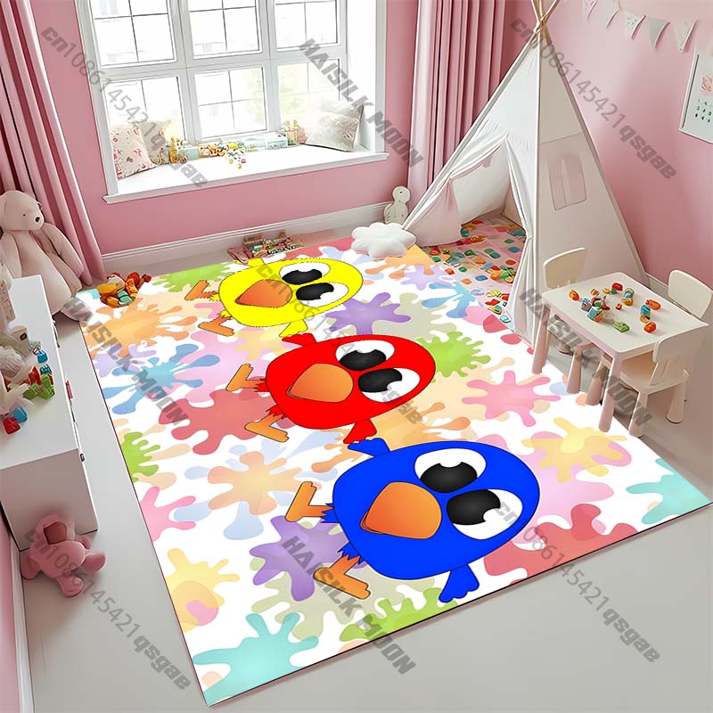 Super niedlicher dekorativer Teppich für Kinderzimmer, Teppich mit Vogelmotiv, rutschfest, schallisolierend, Fußmatte für Wohnzimmer, Schlafzimmer, Eingangsbereich