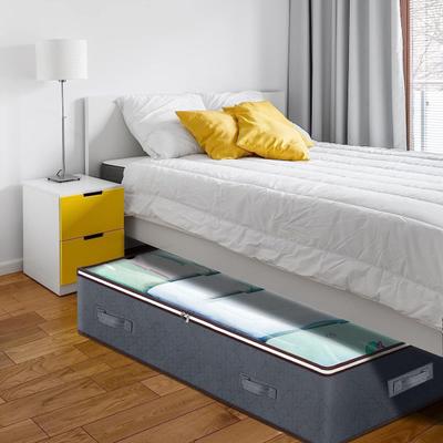 1/2Pcs Waterproof Storage Containers with Reinforced Handles Zipper Closure Large Capacity Clothes Toys Quilts Organizer Under-bed Storage Box
