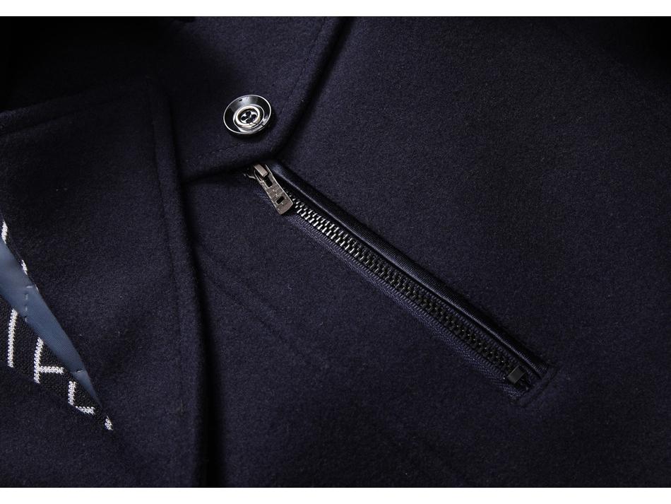 Men's Wool Trench Coat with Scarf Collar, Mid-Length