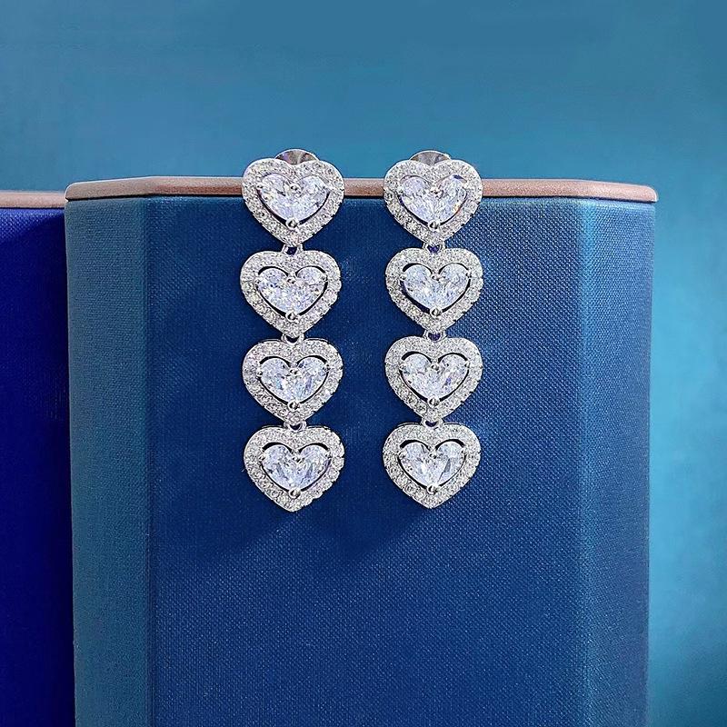

Zhuozhifan 2023 Four Heart-Shaped 925 Silver Earrings - Simple, Stylish European & American Hot Trend 925 Silver