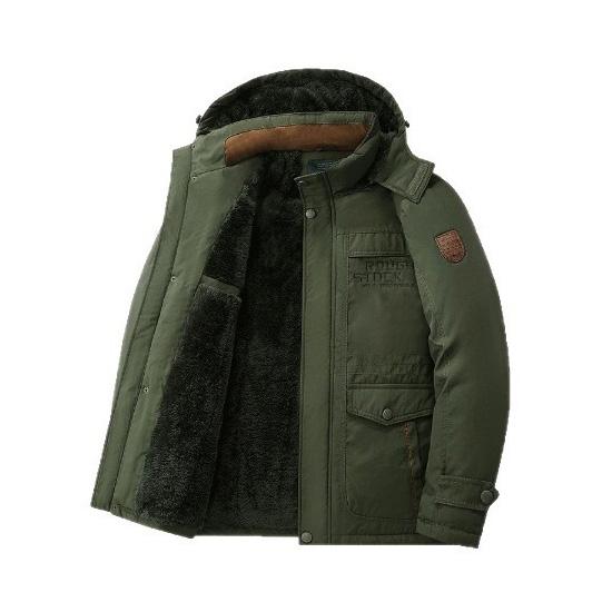 Winter Thickened Velvet Warm Men's Casual Cotton Clothes Windproof Waterproof Medium and Long Jacket