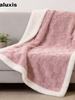 Plush Fleece Blanket - Thick Winter Quilt, Double Layer Checkered Nap Blanket for Office/Bedroom
