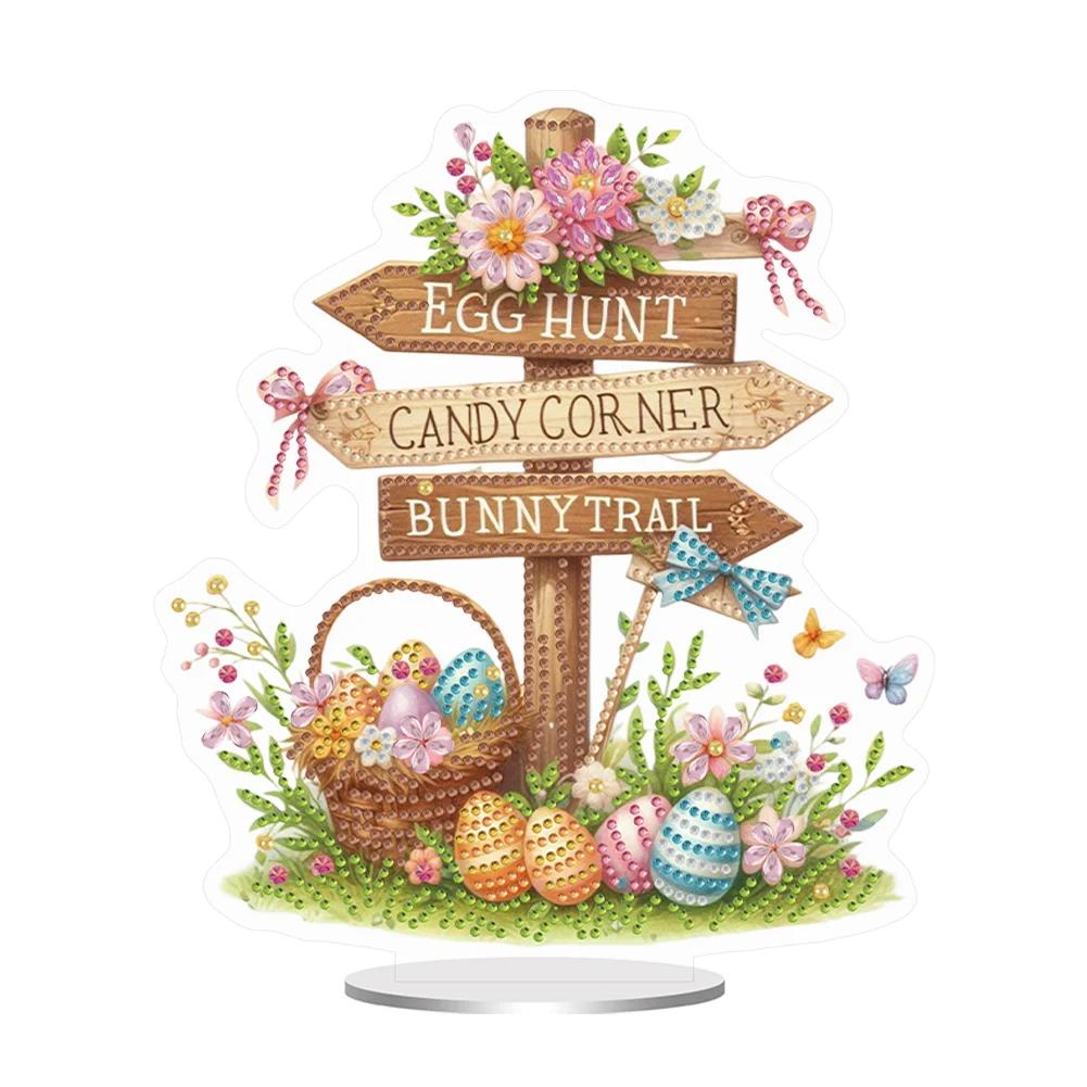 Easter Special Shaped Diamond Painting Desktop Ornaments Kit Acrylic 5D DIY Diamond Art Tabletop Decorations Bedroom Table Decor
