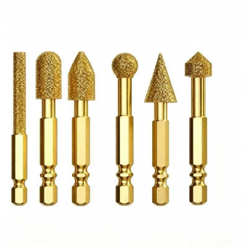 3/6Pcs Diamond Grinding Head Tile Rotary File Polishing Head For Iron Ceramic Tile Fits Drill