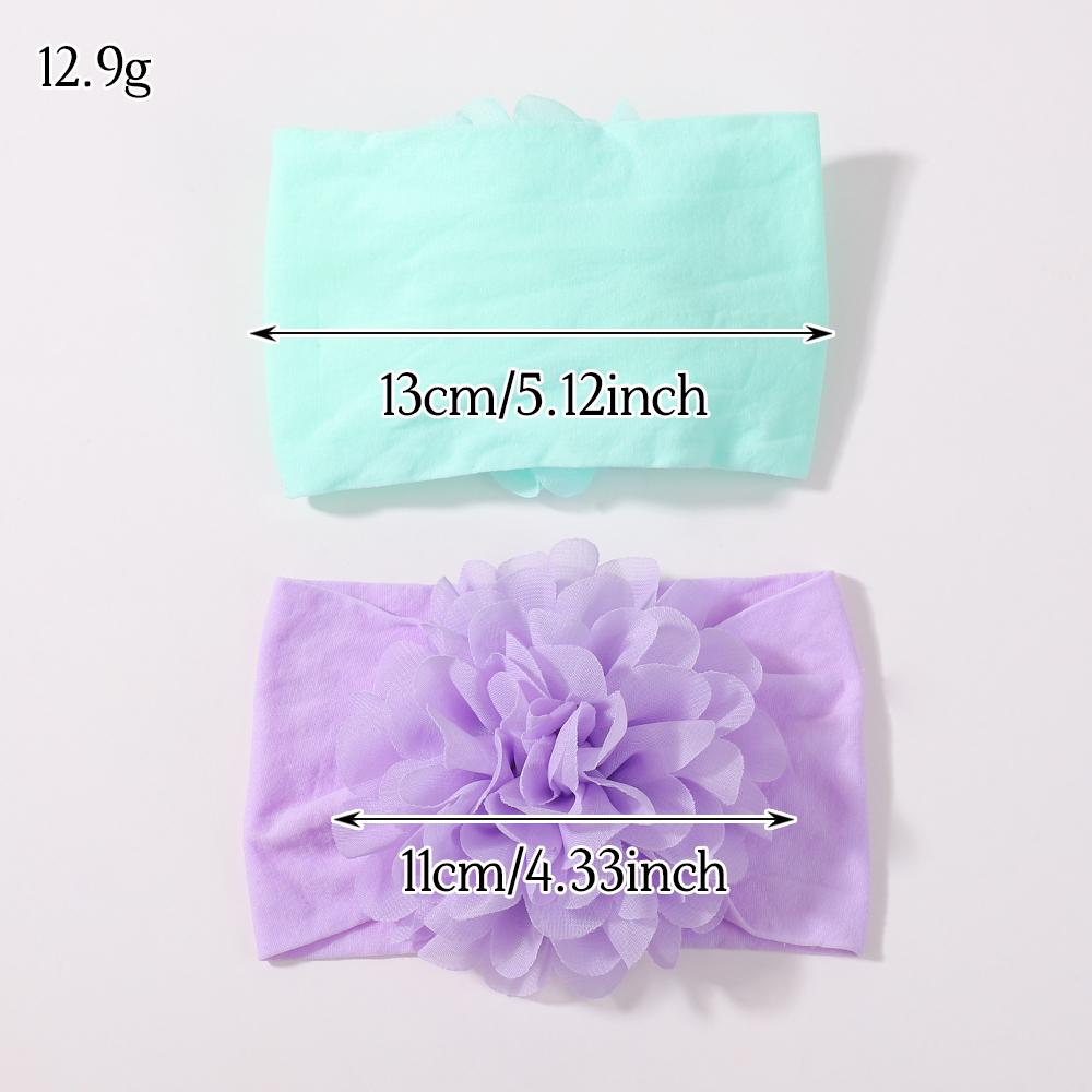 30Pcs Random Baby Soild Color Big Chiffon Flower Headband Children Toddle Wide Turban Elastic Nylon Headwear Hair Accessories