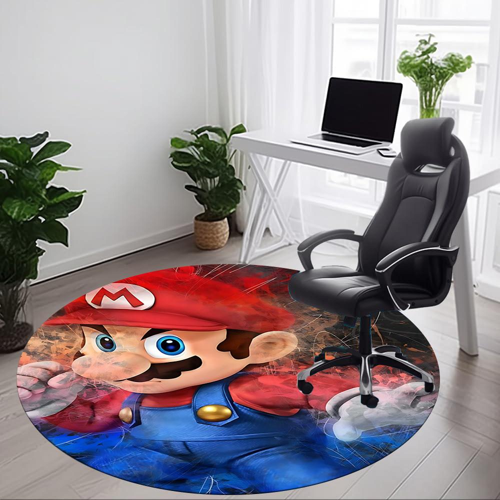 1pc Mario Adventure Office Round Area Rug, Bedroom Living Room Home Decor, Room Deco, Offic a1016189