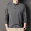Men'S Long Sleeve Lapel Polo Shirt Casual Solid Color Bottom T-Shirt Business Top