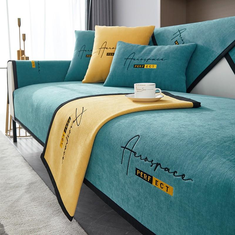Embroidered Chenille Sofa Cushion Suit Four Seasons Universal Sofa Cover Cover Seat Cushion Cover Cloth Non-Slip Armrest Towel Cushion