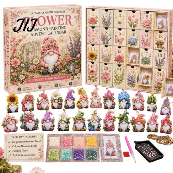 Scatola Conto alla Rovescia per Rituale di Halloween Calendario dell'Avvento Gnomo, Arte Creativa con Diamanti Finti Fai-da-te per Natale Idea Regalo Festivo Kit Creativo, Ornamenti da Appendere Fatti a Mano