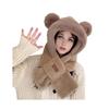 Thermal Elastic Scarf Hat Bear Ear Decor Autumn Winter 2 In 1 Scarf Hat Outdoor Activities Skiing Camping Warm Headwear