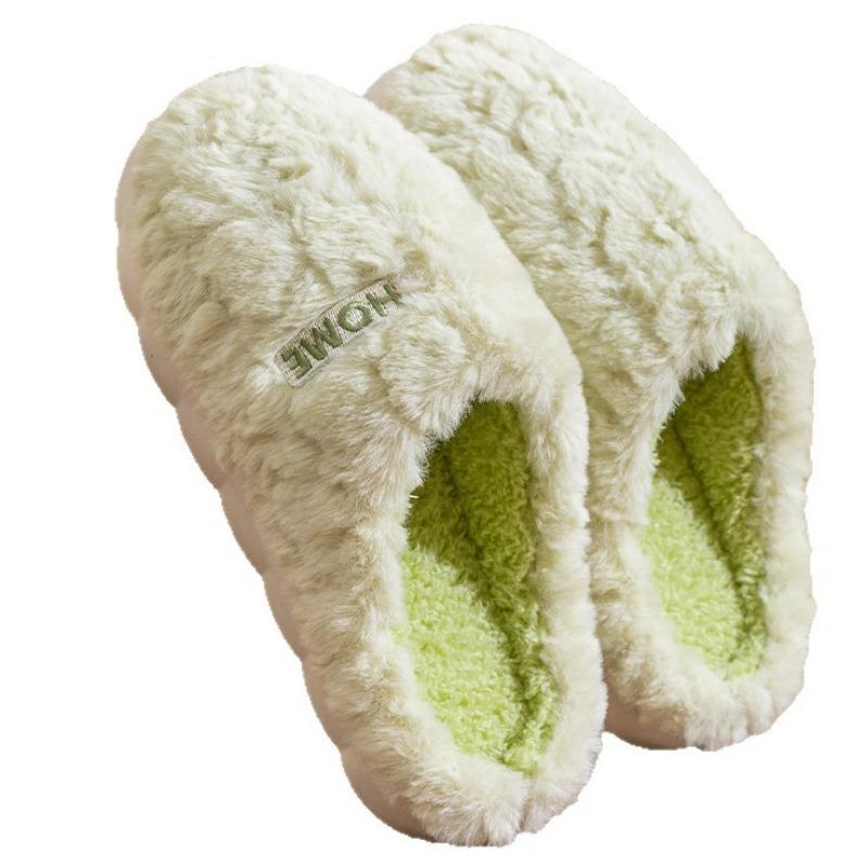 Fine plush super soft warm and non-slip autumn and winter cotton slippers women's home indoor bedroom fluffy slippers men