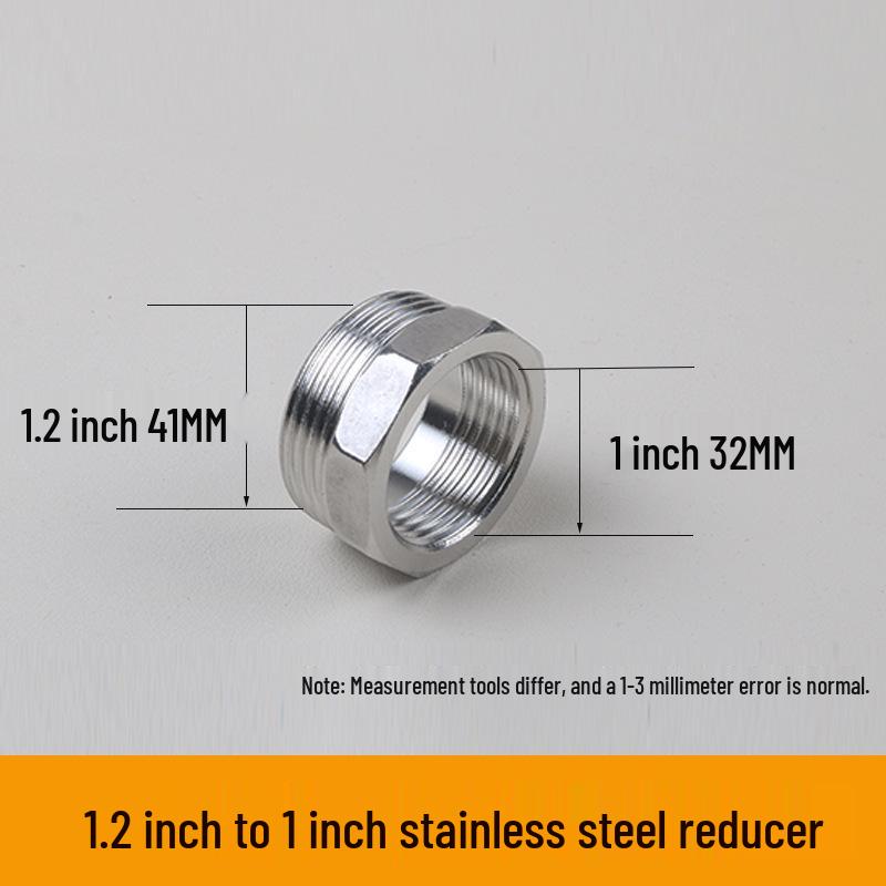304 Stainless Steel Reducing Nipple, Male/Female, Thickened, 6-Point to 4-Point, 4-Point to M14 Pressure Gauge Adapter